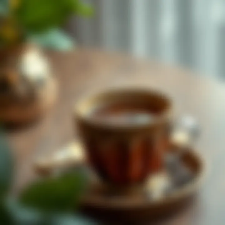 Steaming Cup of Coffee A steaming cup of coffee served in an elegant mug