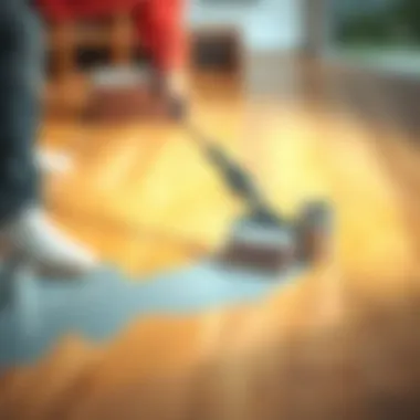 Application of paint on wooden flooring