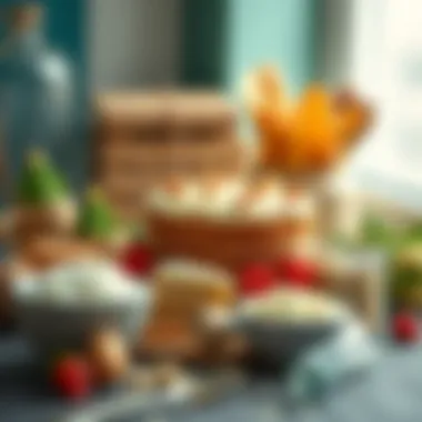 A variety of cake ingredients displayed creatively