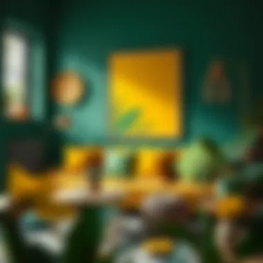 Artistic application of green and yellow in a creative project