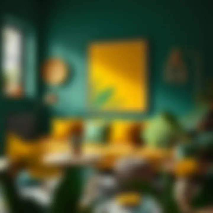 Artistic application of green and yellow in a creative project