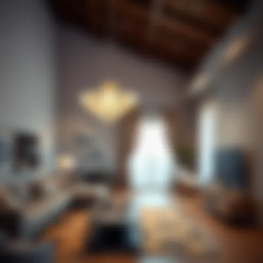 Modern lighting fixture in a contemporary living room