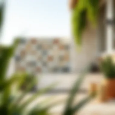 Diverse tile materials arranged for outdoor use