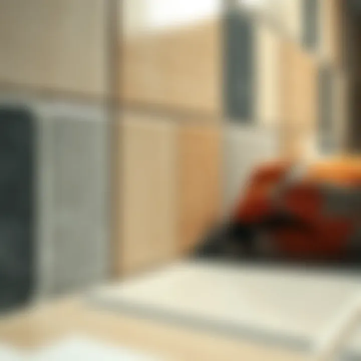 Close-up of tile installation showcasing precision techniques