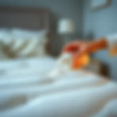 Using Baking Soda for Freshness Person applying baking soda on a mattress