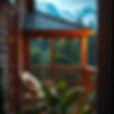 Cozy balcony with wooden framing