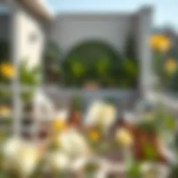 A beautifully designed balcony with greenery and modern furniture