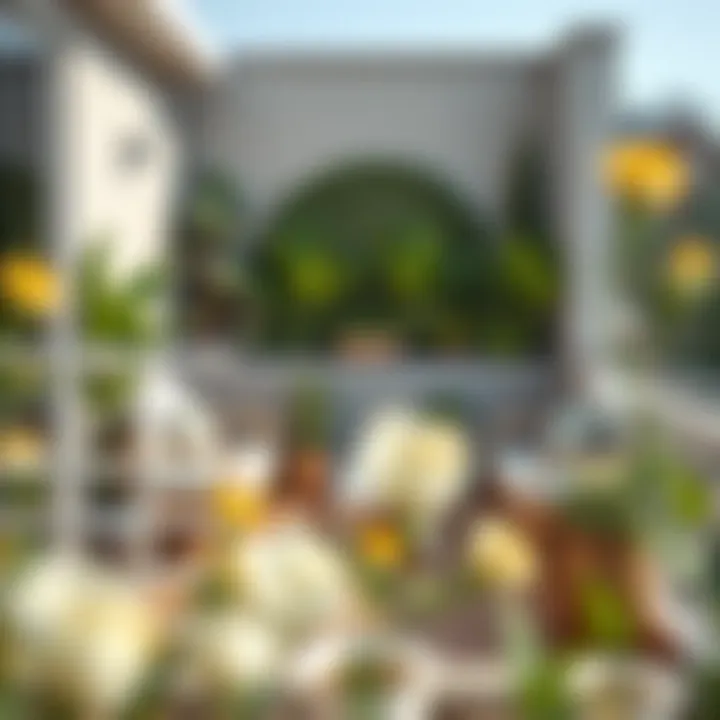 Balancing Aesthetics and Functionality in Balcony Design A beautifully designed balcony with greenery and modern furniture