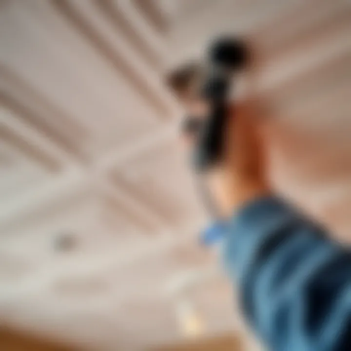 Close-up of ceiling panel detachment