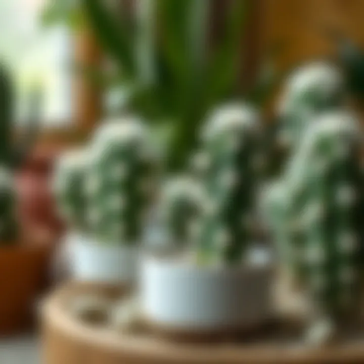 Optimal Growth Conditions for White Fluffy Cacti Illustration of the growth conditions needed for white fluffy cacti, highlighting light and soil requirements