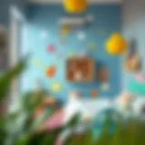 A vibrant and imaginative child’s room with colorful wall decals