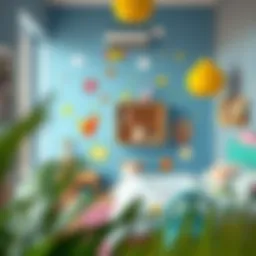 A vibrant and imaginative child’s room with colorful wall decals
