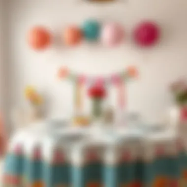 Themed birthday table setting with colorful decor