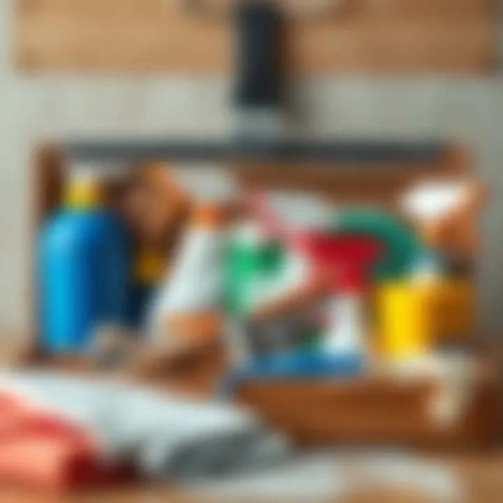 A toolkit with various cleaning supplies for paint removal