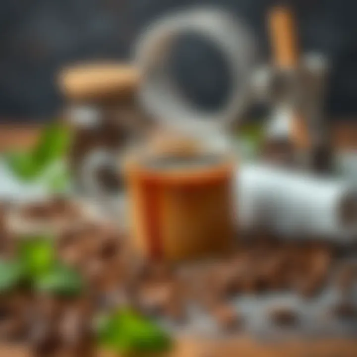 Selection of coffee beans and ingredients for cold coffee preparation