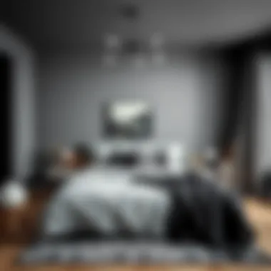Stylish bedroom showcasing anthracite gray decor