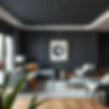 Sophisticated living room featuring anthracite gray walls