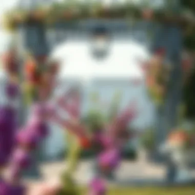 Elegant floral arrangements adorning a gazebo