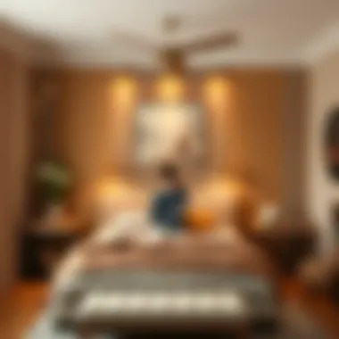 Cozy bedroom featuring warm tones and textures