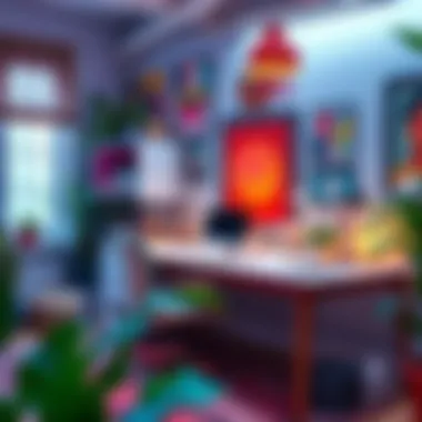 Vibrant Artistic Home Office Creative home office with artistic decor and colorful accents