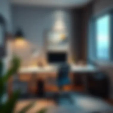 Contemporary Ergonomic Workspace Modern home office setup with ergonomic furniture