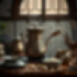 Traditional mırra brewing setup with unique utensils