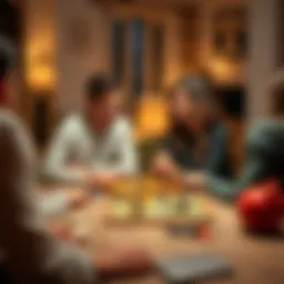 Engaging trio enjoying a board game at home.
