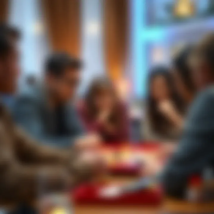 Participants strategizing during a competitive game night.