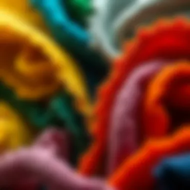 Close-up of felt material in various colors