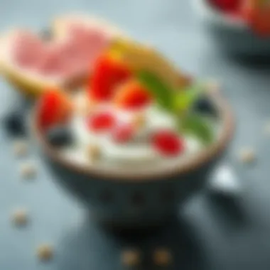 A bowl of fresh yogurt topped with fruits