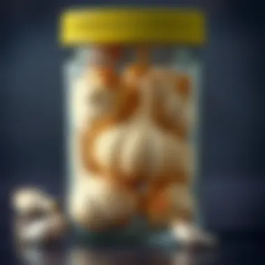 Sealed glass container showcasing garlic preservation