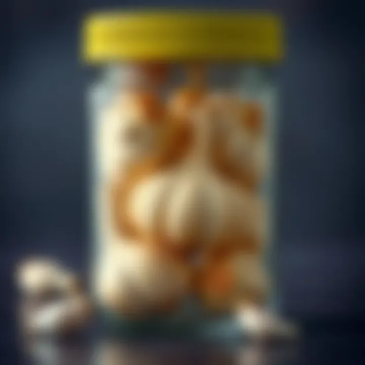 Sealed glass container showcasing garlic preservation