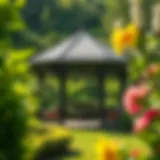 Beautifully decorated gazebo with lush greenery