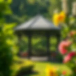 Beautifully decorated gazebo with lush greenery