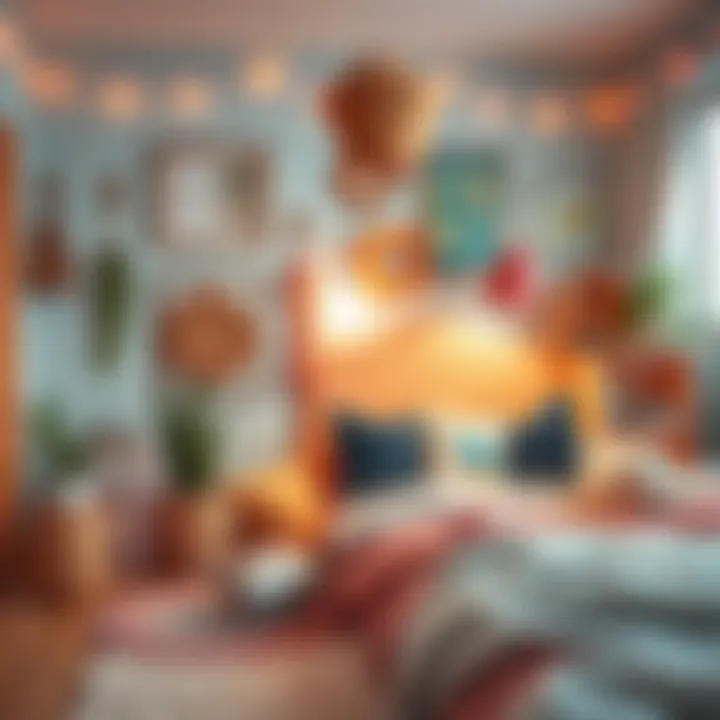 A collection of DIY decor items and crafts that reflect personal style and creativity in a teenager's room.