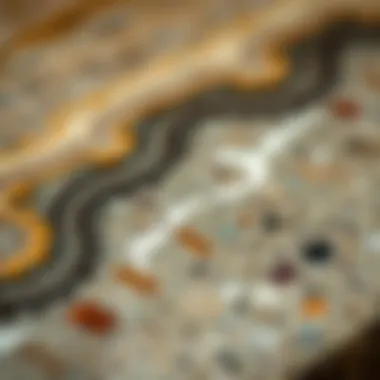 Close-up of detailed granite painting technique