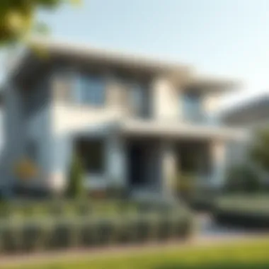 Grey and White Home with Complementary Landscaping Elegant grey and white home with landscaping