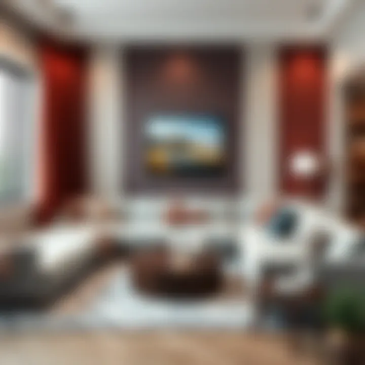 Elegant design showcasing grey sofas with accent wall colors