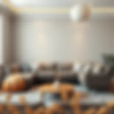 Cozy interior with grey sofas and a neutral wall paint