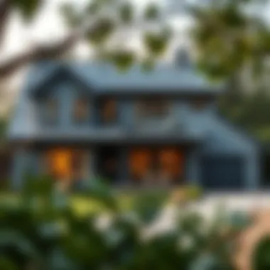 Stylish grey home blending seamlessly with its surroundings