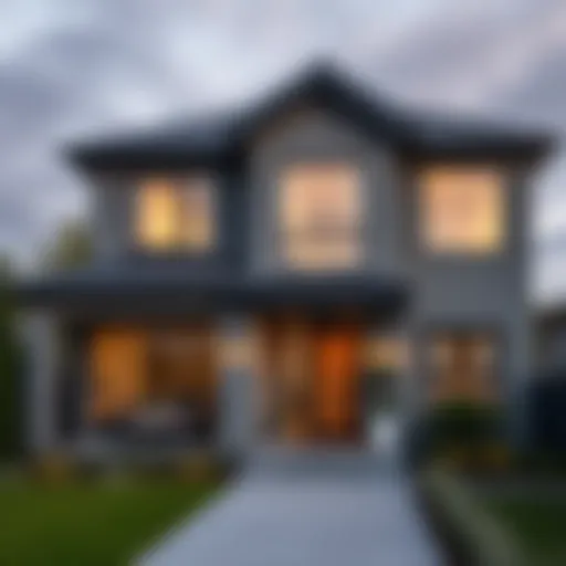 Modern Grey Exterior of a Detached House Elegant grey exterior of a modern detached house