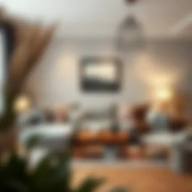 Warm and Inviting Gray Couch Cozy living room featuring a gray couch and warm decor