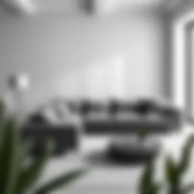 Minimalist Gray Sectional Gray sectional sofa in a minimalist interior