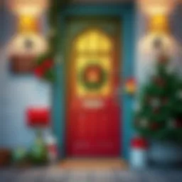 Colorful holiday door decorations made by preschool children