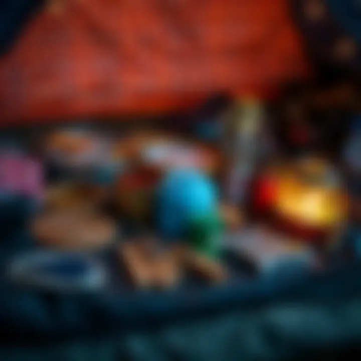 Essential camping gear laid out for an adventure