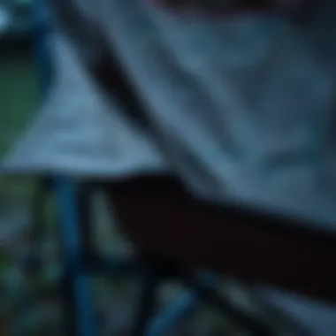 Close-up of a foldable camping chair showcasing its durable fabric and design