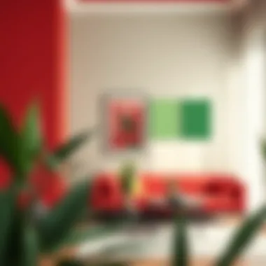 A color palette featuring shades of red and green