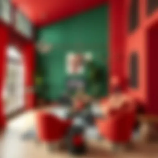 Elegant red and green interior design concept