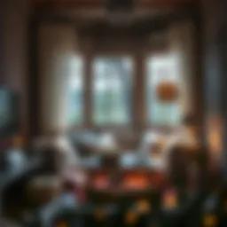 A cozy reading nook with soft cushions and ambient lighting