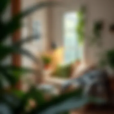 A tranquil corner with plants and a reading lamp